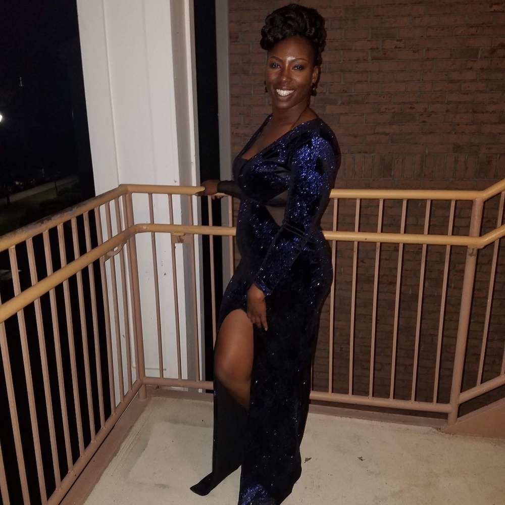 Black and blue gown
